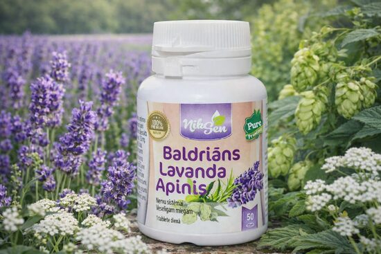 NOMIERINOŠAS BALDERIĀNU, LAVANDAS UN APIŅU KAPSULAS